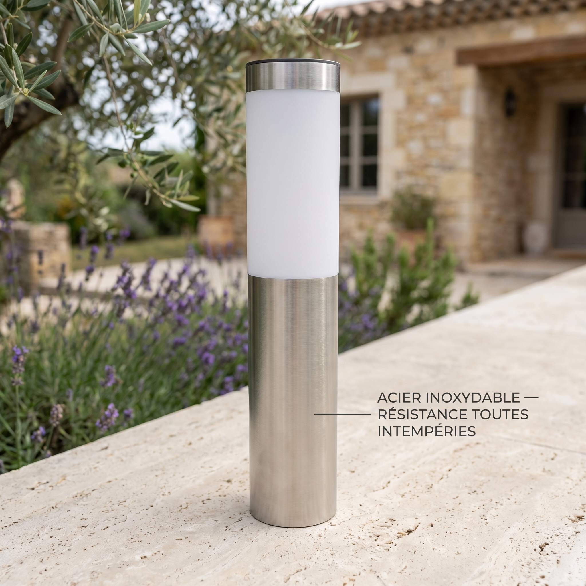 Borne solaire de jardin autonome - Éclairage sans câble ni branchement