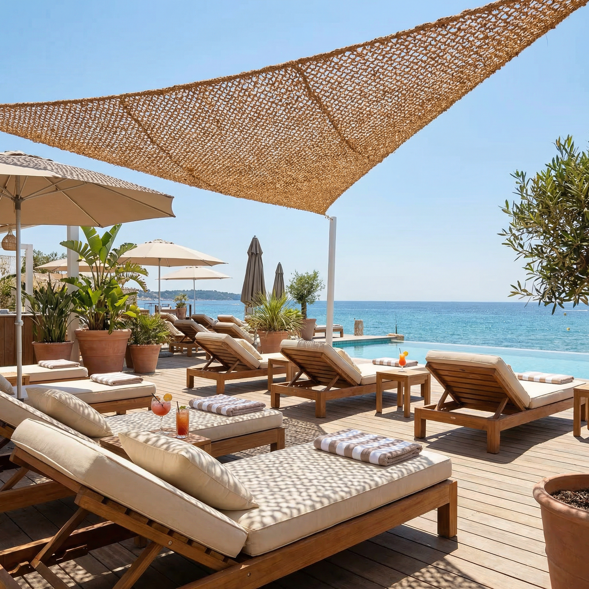 Filet en fibre de coco naturelle pour terrasse et pergola - Ombrage organique