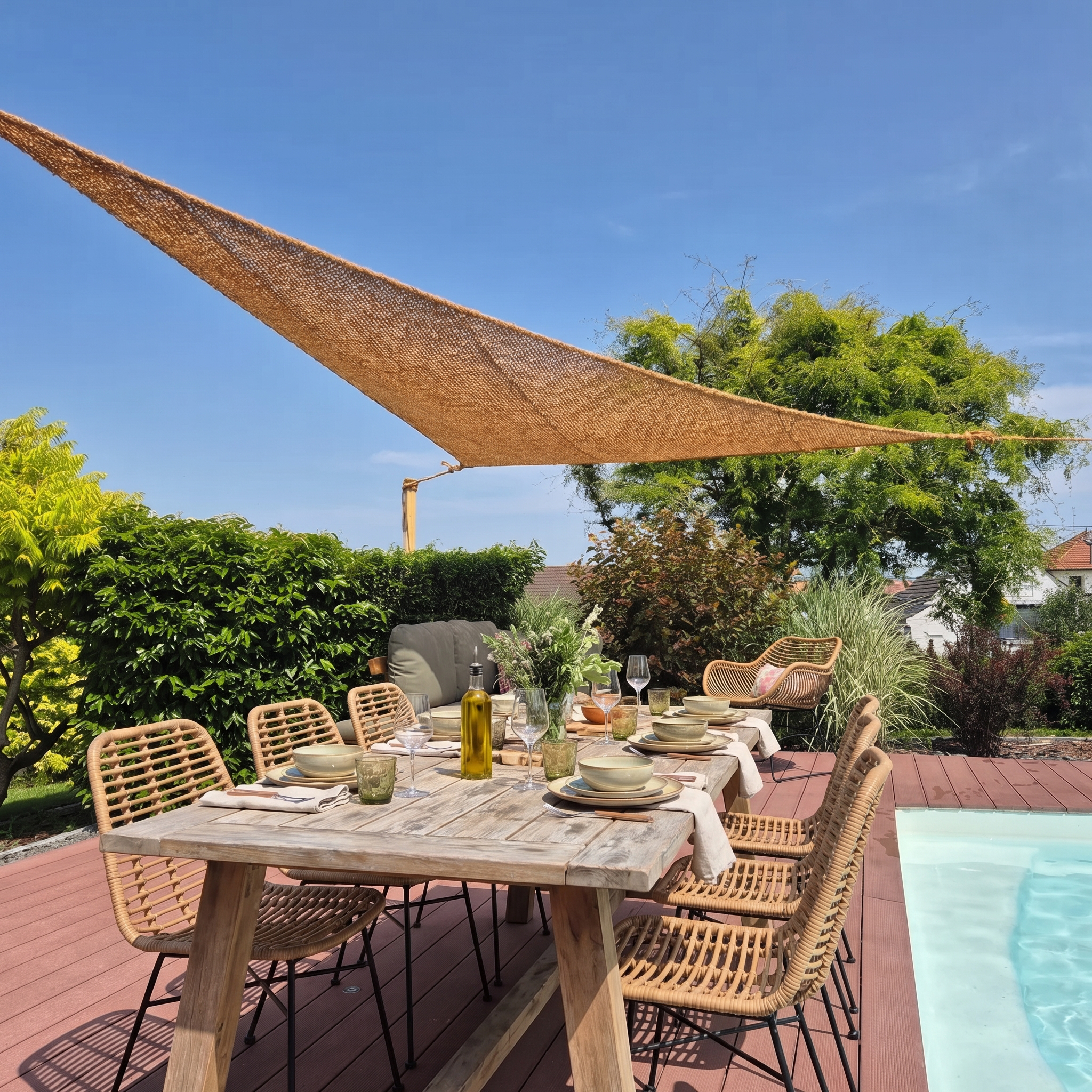 Filet en fibre de coco naturelle pour terrasse et pergola - Ombrage organique