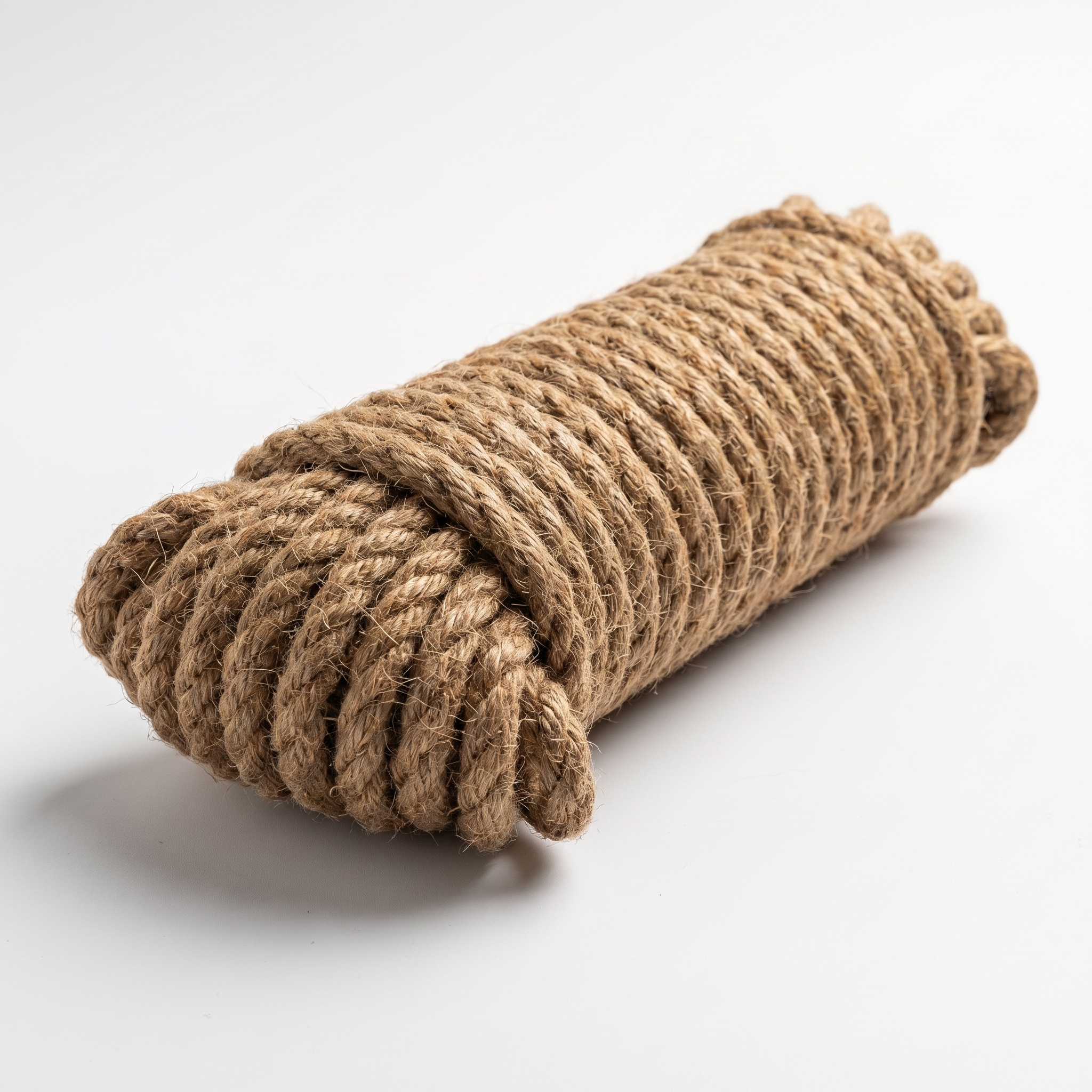 Bobine de corde en fibre de coco 100% naturelle Camofil de 16 mm d'épaisseur sur fond blanc.